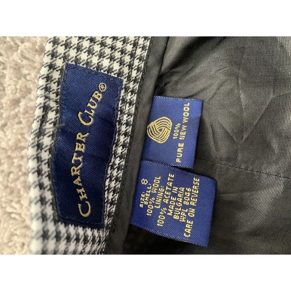 Vintage Houndstooth Trousers High Waist Pleated Career Pants charter club size 8 - Picture 8 of 11